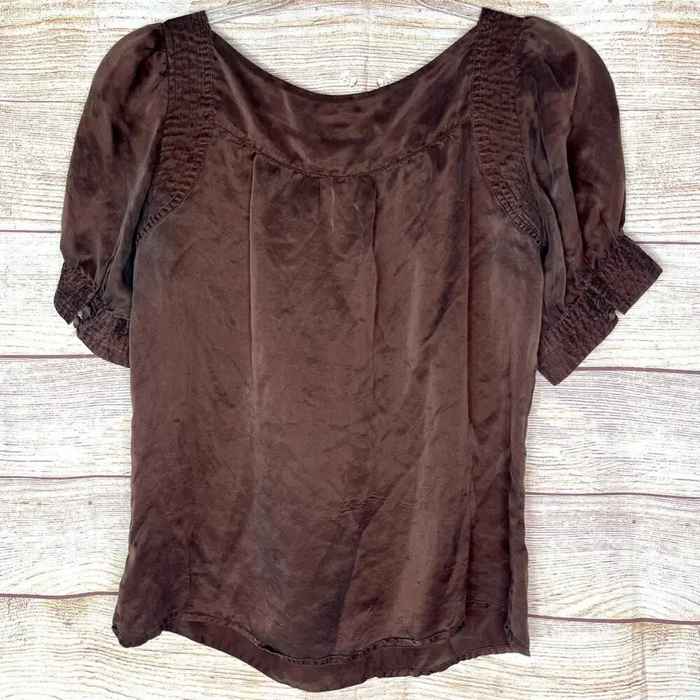 Lilly Pulitzer 100% Silk Blouse - Chocolate Brown